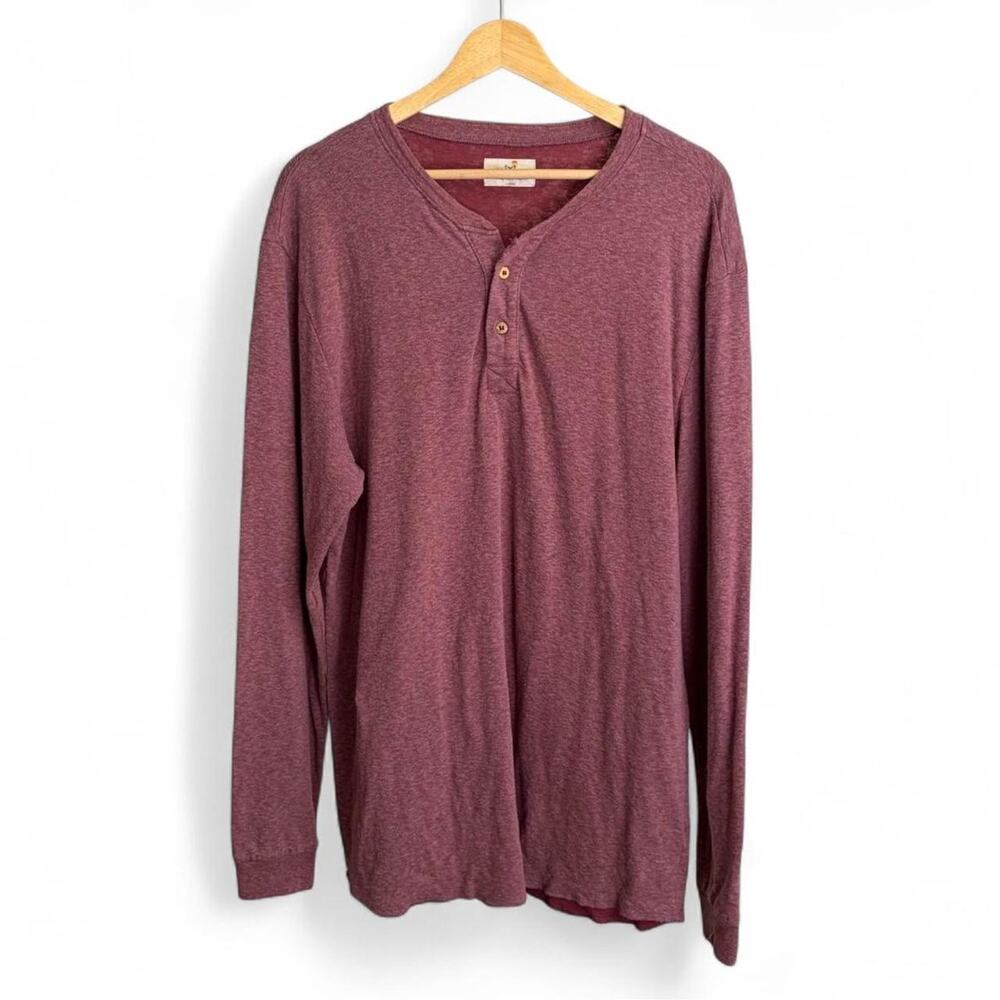 Marine Layer Red Henley Long Sleeve Shirt Minimalist Classic Lightweight Beach